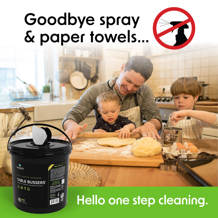 Wipex® Table Bussers® Natural Unscented Cleaning Wipes for Home & Food Service | Plant-Based | Portable Bucket - product_type by Wipex Co. - Available at wipex-natural-wipes.myshopify.com