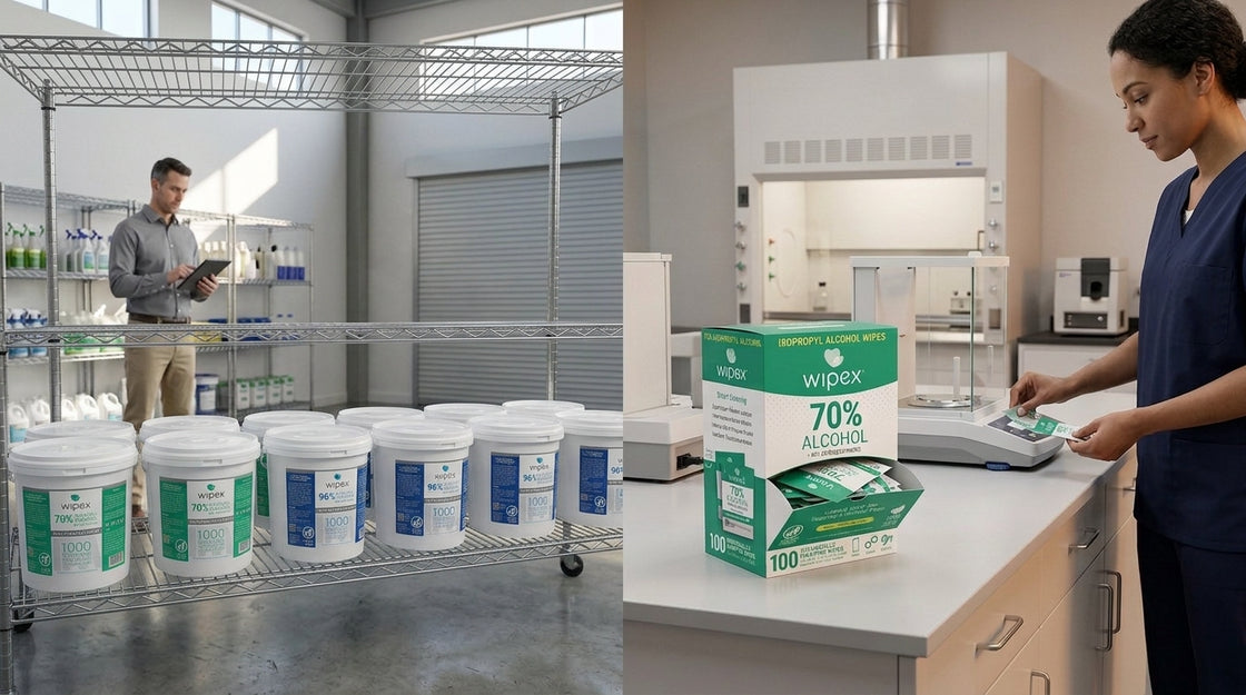 Well-stocked facility cleaning station ready for a busy shift