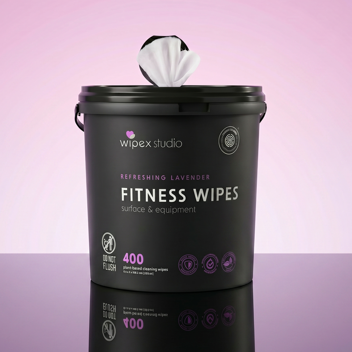 Wipex 400ct Natural Gym Wipes for Fitness Equipment | Portable Dispensing Bucket or Refill | Plant-Based