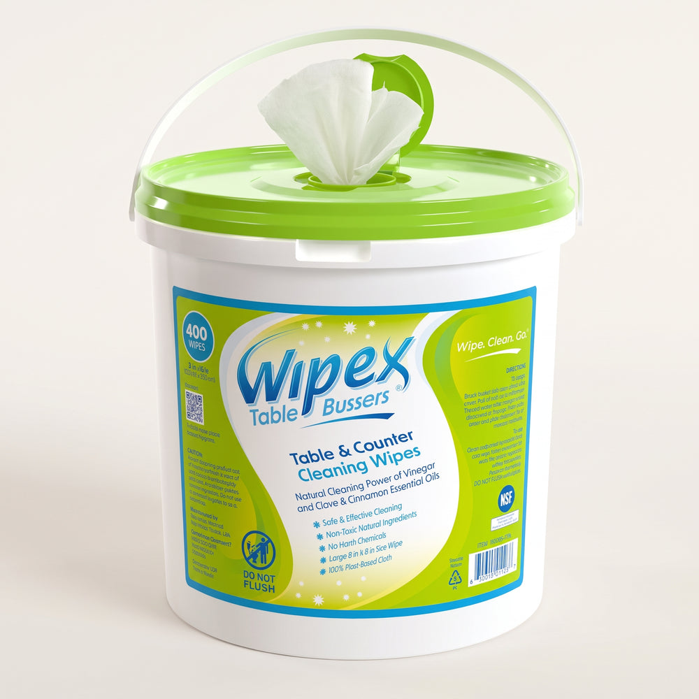 Wipex® Table Bussers® Autumn-Scented Cleaning Wipes 400ct | Cinnamon & Clove | Plant-Based Cloth | Portable Bucket