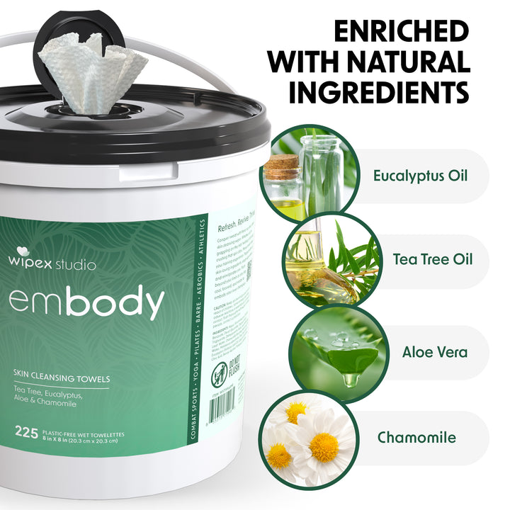 Embody® Cleaning Wipes Bundle - 225ct Eco Body Wipes & Natural Body Wipes 225ct Bucket Refill Roll