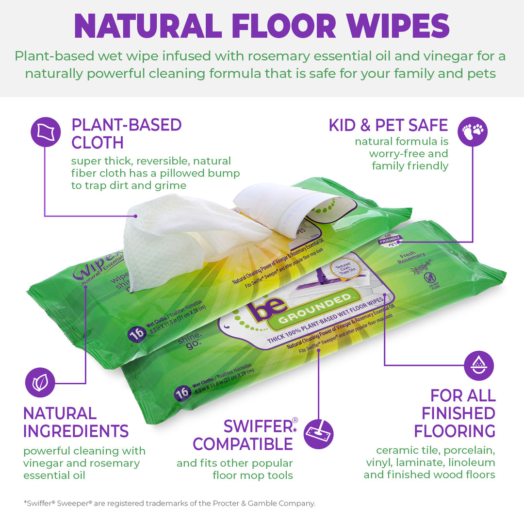 Natural Floor Cleaning Pads | Plant-Based Floor Wipes with Rosemary - Wipex Cleaning Wipes