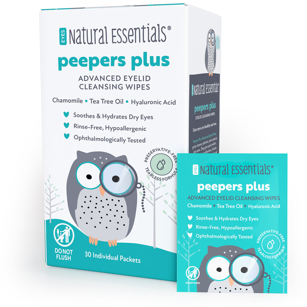 Natural Essentials® Advanced Eyelid Cleansing Wipes | Peepers Plus™ 30 Eye Wipes | Chamomile, Tea Tree, Hyaluronic Acid - product_type by Wipex Co. - Available at wipex-natural-wipes.myshopify.com