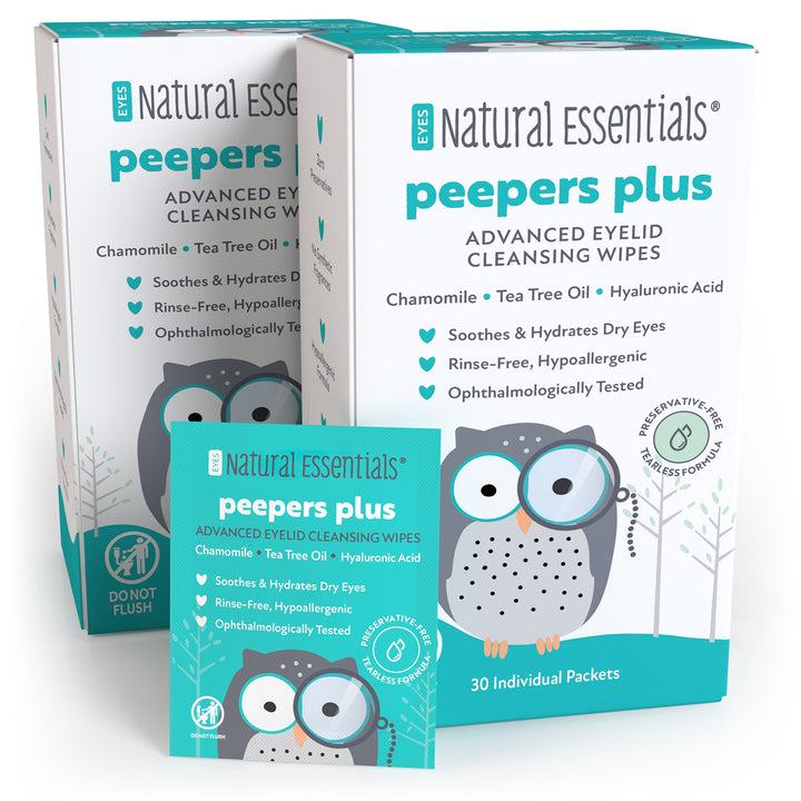 Natural Essentials® Advanced Eyelid Cleansing Wipes | Peepers Plus™ 30 Eye Wipes | Chamomile, Tea Tree, Hyaluronic Acid - product_type by Wipex Co. - Available at wipex-natural-wipes.myshopify.com