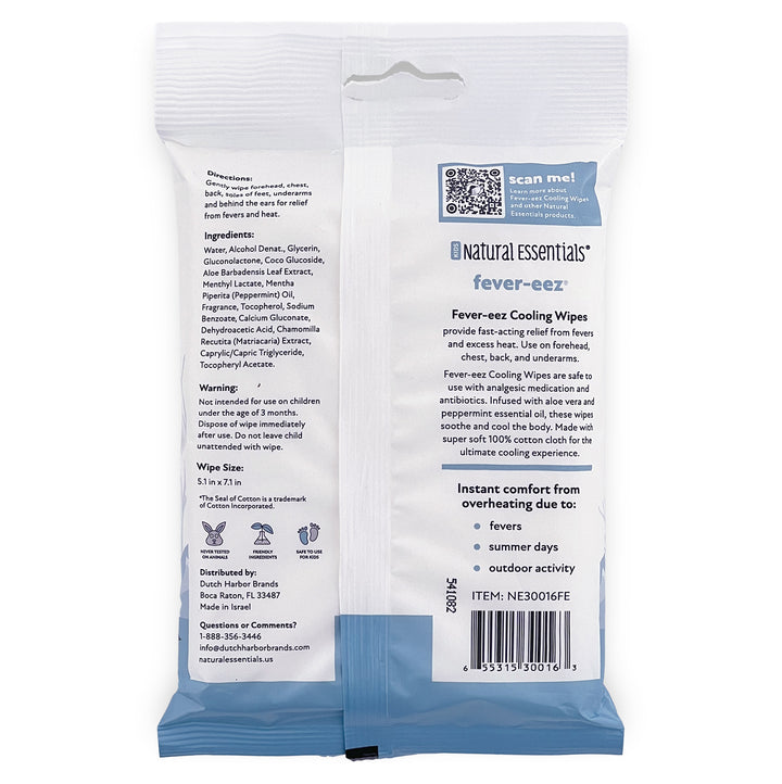 Natural Essentials® Biodegradable Fever Relief Cooling Wipes for Kids, Babies and Adults | Peaceful Peppermint | Fever-eez® 32 Wipes - product_type by Wipex Co. - Available at wipex-natural-wipes.myshopify.com