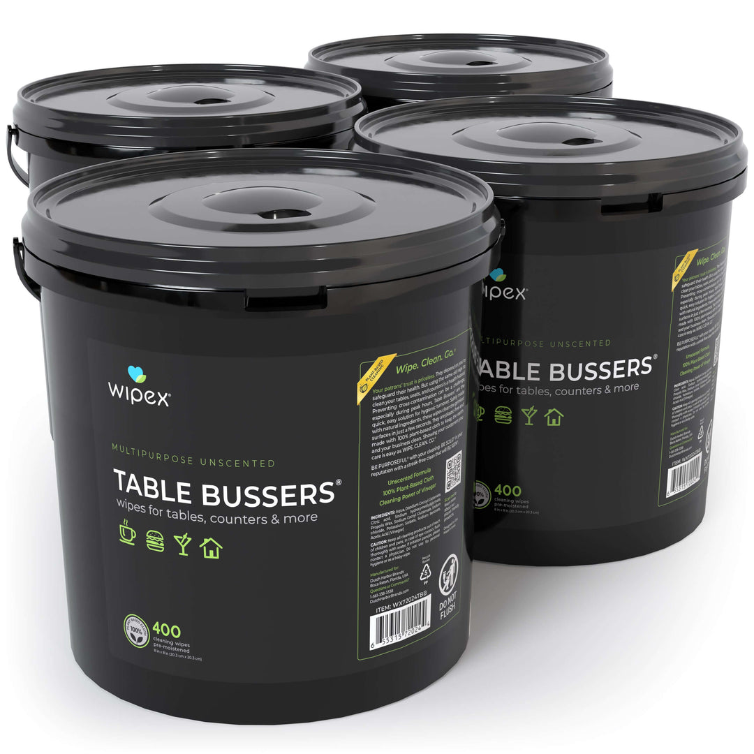 Wipex® Table Bussers® Natural Unscented Cleaning Wipes for Home & Food Service | Plant-Based | Portable Bucket - Wipex Cleaning Wipes