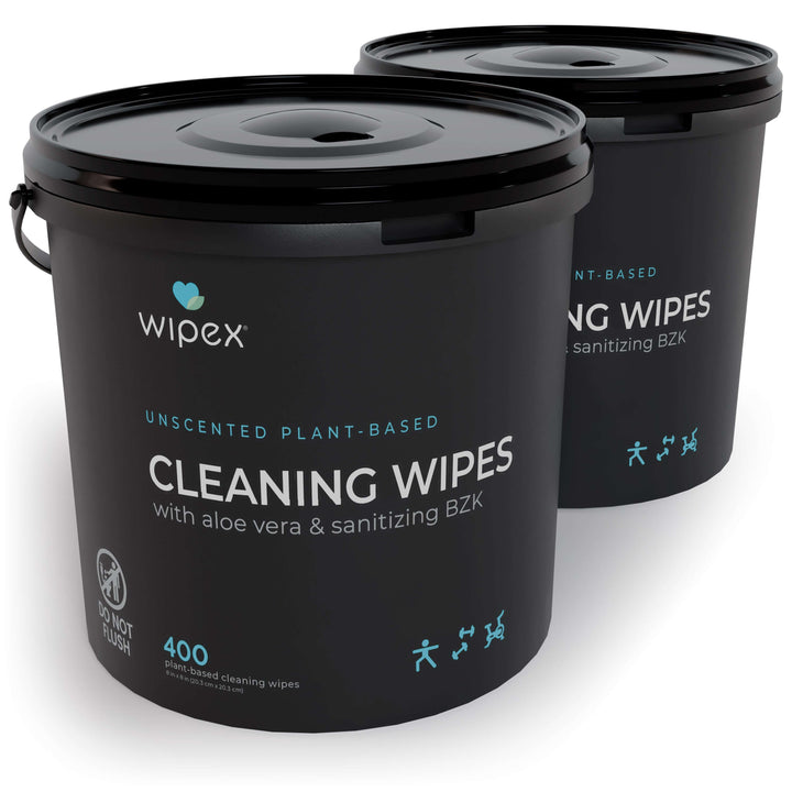 Antibacterial Bulk Gym Wipes Portable Dispensing Bucket 400ct | Skin-Safe 98.9% Natural Formula | Plant-Based Materials