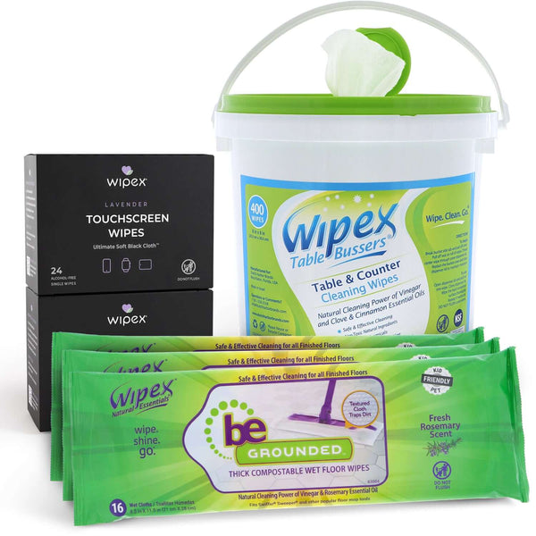 Wipex Table Bussers - Natural Surface Cleaner Wipes, Clove & Cinnamon